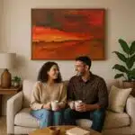 Rood oranje landschap bij ondergaande zon