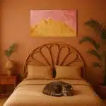 Berglandschap onder roze hemel