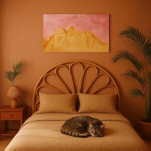 Berglandschap onder roze hemel