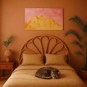 Berglandschap onder roze hemel